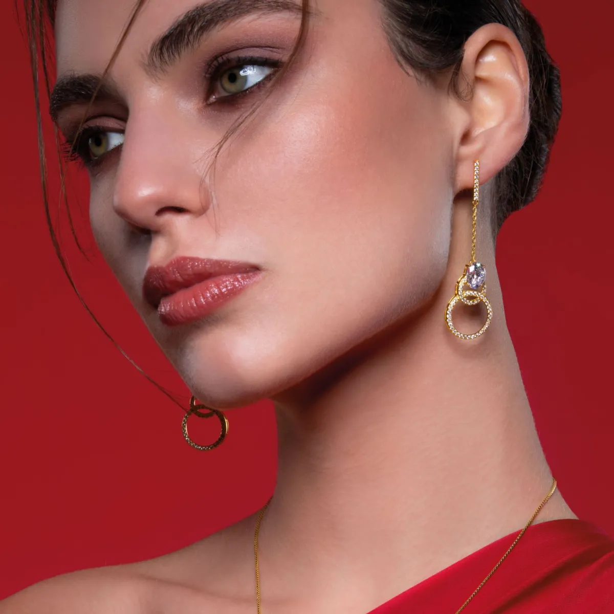 Jacques Lemans Ear Stud Sterling Silver Goldplated With Topazes> Earrings