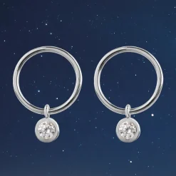 Jacques Lemans Ear Stud Sterling Silver With White Topaz Gemstones> Earrings