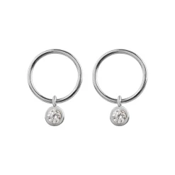 Jacques Lemans Ear Stud Sterling Silver With White Topaz Gemstones> Earrings