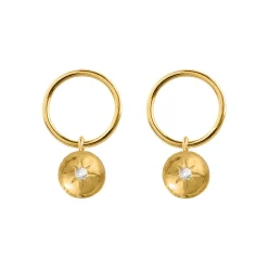 Jacques Lemans Ear Stud Sterling Silver Gold-Plated With White Topaz> Earrings