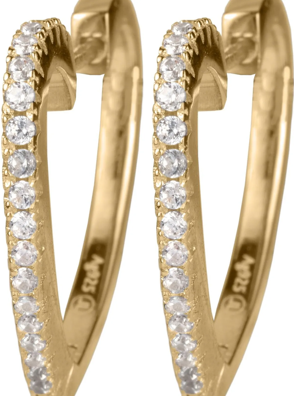 Jacques Lemans Ear Stud Sterling Silver Gold-Plated With White Topaz> Earrings