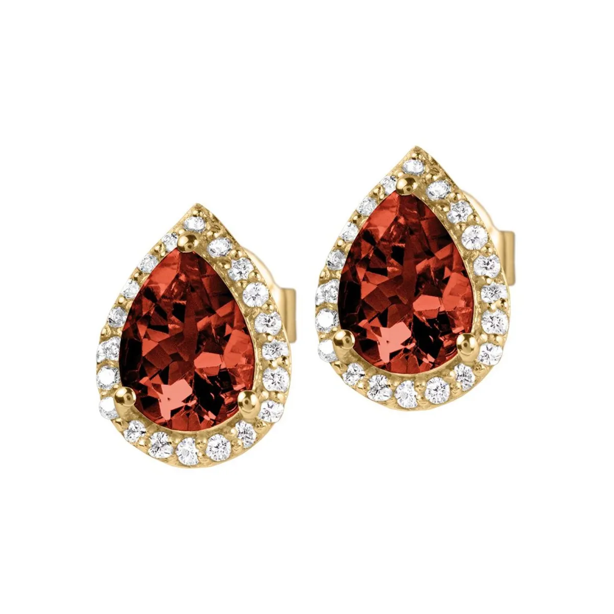 Jacques Lemans Ear Stud Sterling Silver Gold-Plated With Garnet> Earrings