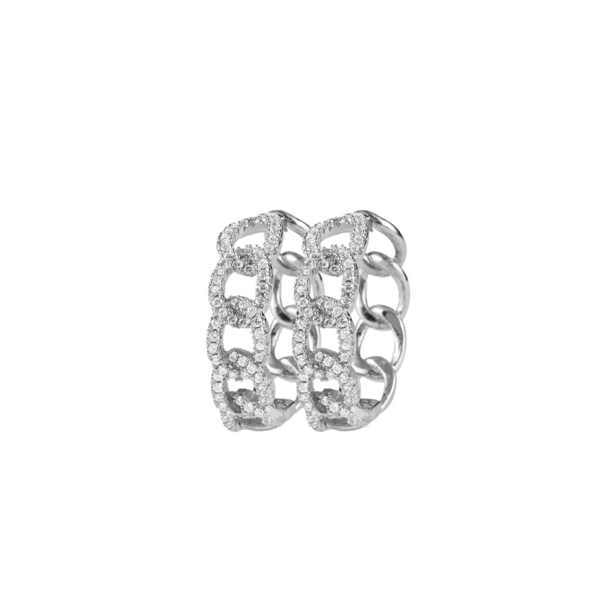 Jacques Lemans Hoop Earrings "Curb" Sterling Silver With Topazes> Earrings