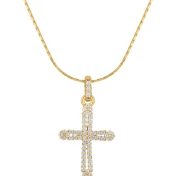 Jacques Lemans Necklace "Cruzifix" Sterlingsilver Goldplated With Topazes> Necklaces