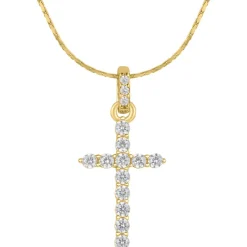 Jacques Lemans Necklace "Cruzifix" Sterlingsilver Goldplated With Topazes> Necklaces