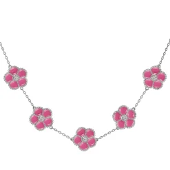Jacques Lemans Necklace "Flowers" Sterlingsilver With Enamel/Topazes> Necklaces