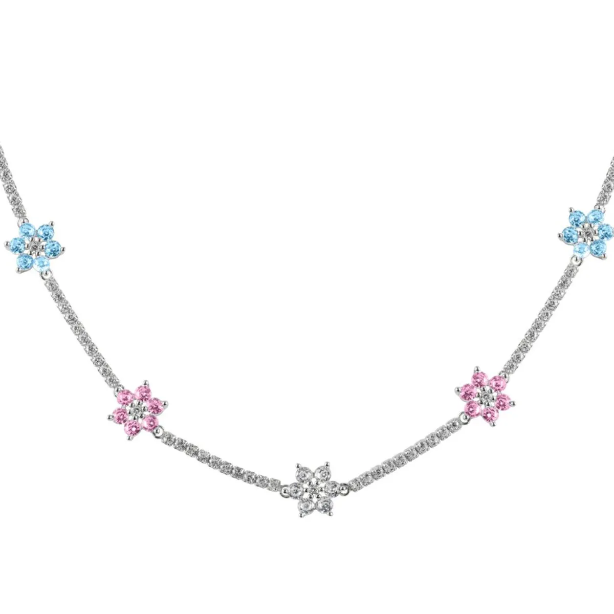 Jacques Lemans Necklace "Flowers" Sterlingsilver With Topazes> Necklaces