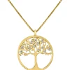 Jacques Lemans Necklace "Life Tree" Sterlingsilver Goldplated With Topazes> Necklaces