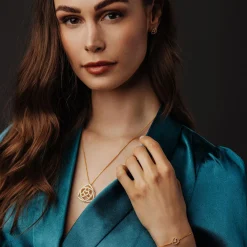 Jacques Lemans Necklace Sterling Silver Gold-Plated With White Topaz> Necklaces