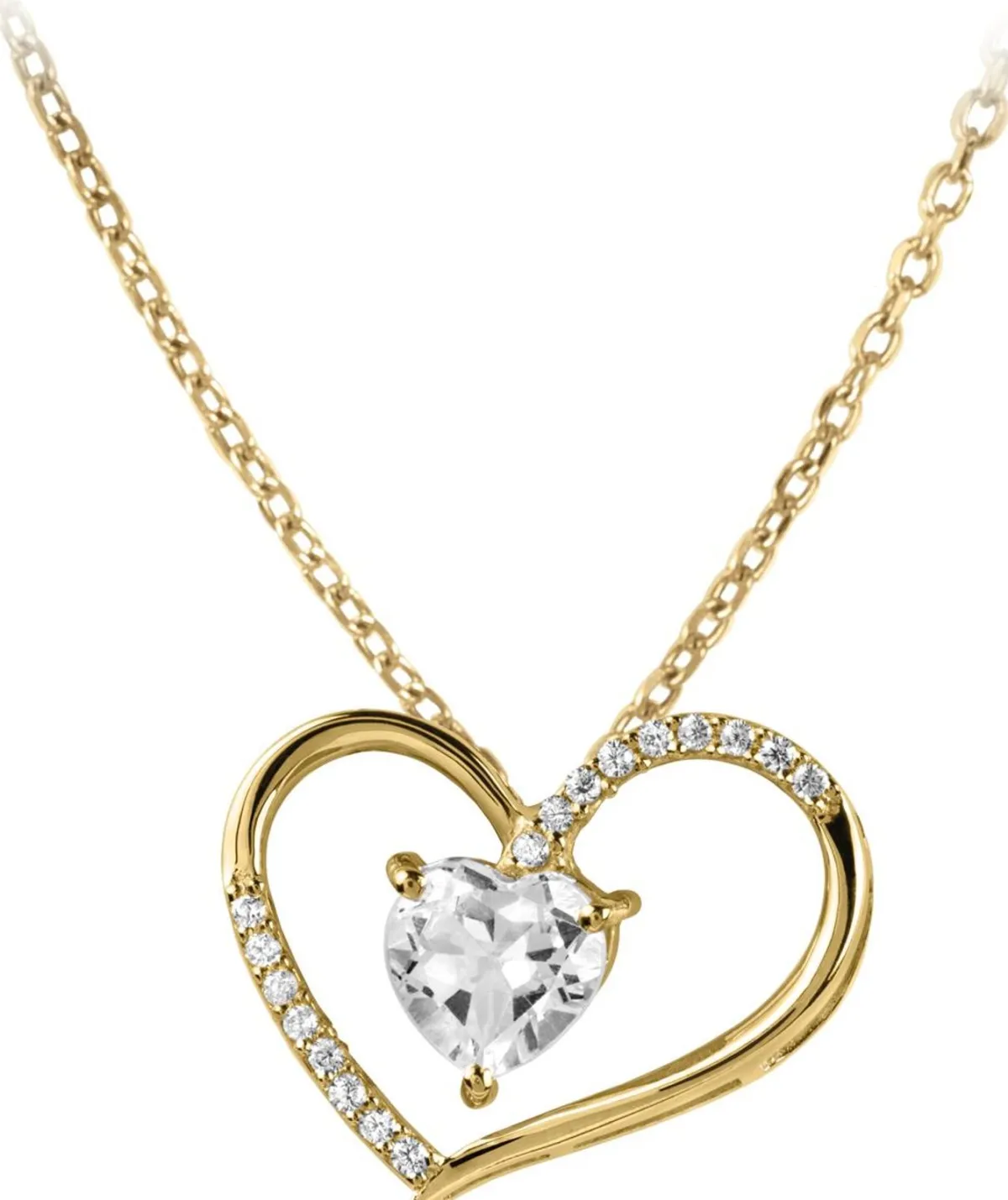 Jacques Lemans Necklace Sterling Silver Gold-Plated With White Topaz> Necklaces