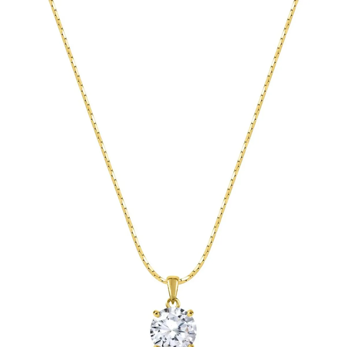 Jacques Lemans Necklace Sterling Silver Goldplatet With Whitetopaz> Necklaces
