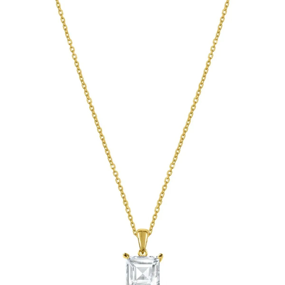 Jacques Lemans Necklace Sterling Silver Goldplatet With Whitetopaz> Necklaces