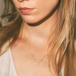 Jacques Lemans Necklace Sterling Silver Gold-Plated With White Topaz> Necklaces
