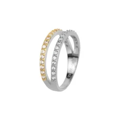 Jacques Lemans Ring Sterling Silver Goldplated Bicolor With Topazes> Rings