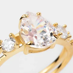 Jacques Lemans Ring Sterling Silver Goldplatet With Topaz> Rings