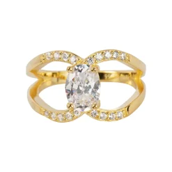 Jacques Lemans Ring Sterling Silver Goldplated With Topazes> Rings