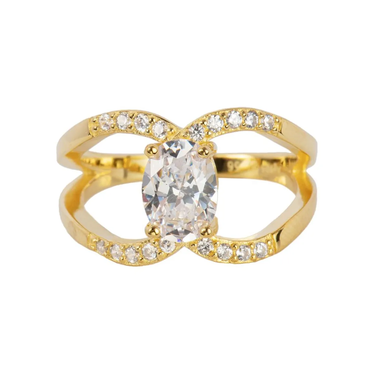 Jacques Lemans Ring Sterling Silver Goldplated With Topazes> Rings